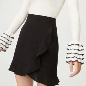 Club Monaco Suzille Ruffle Faux Wrap Mini Skirt Black Size 2
